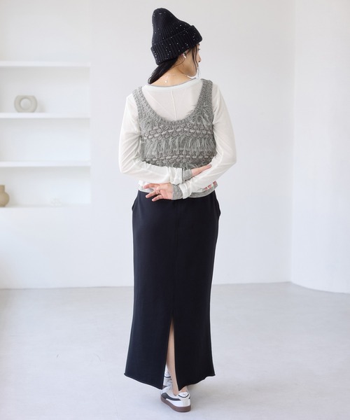 VIS（ビス）の「配色レイヤードシアーロンT（Tシャツ/カットソー・レディース・グレー/オフホワイト/ピンク・FREE）」の10枚目の写真