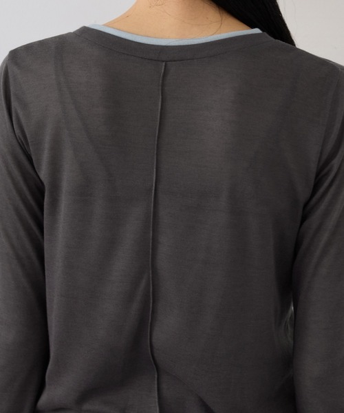 VIS（ビス）の「配色レイヤードシアーロンT（Tシャツ/カットソー・レディース・グレー/オフホワイト/ピンク・FREE）」の18枚目の写真