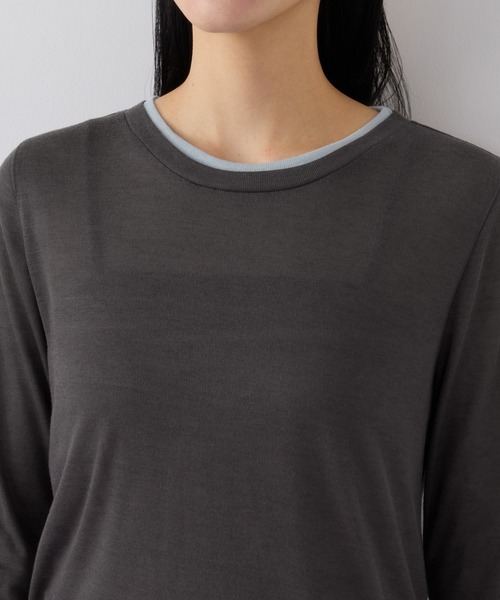 VIS（ビス）の「配色レイヤードシアーロンT（Tシャツ/カットソー・レディース・グレー/オフホワイト/ピンク・FREE）」の19枚目の写真
