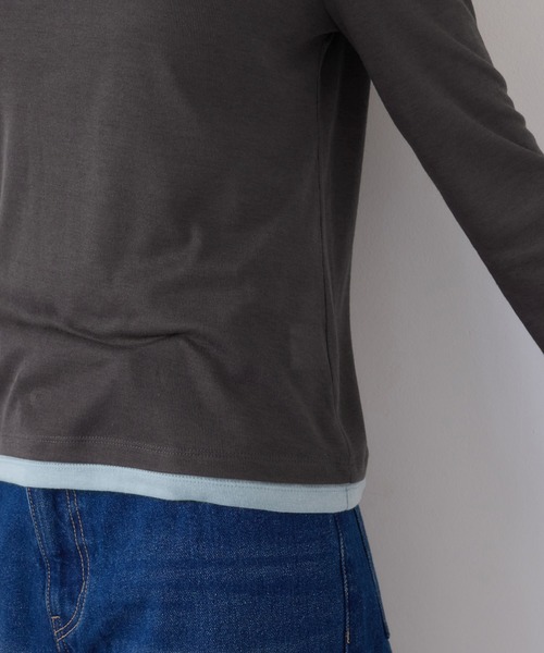 VIS（ビス）の「配色レイヤードシアーロンT（Tシャツ/カットソー・レディース・グレー/オフホワイト/ピンク・FREE）」の21枚目の写真