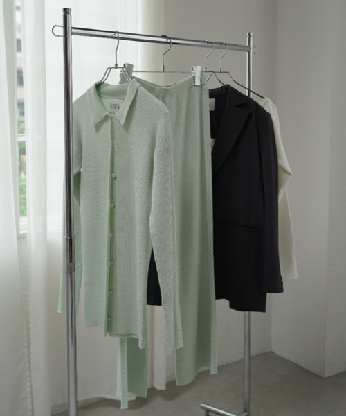 MAISON ELLIE(メゾンエリー)の「line crochet polo knit cardigan(カーディガン/ボレロ・レディース・ミント/ブラック/アイボリー・FREE)」の22枚目の写真