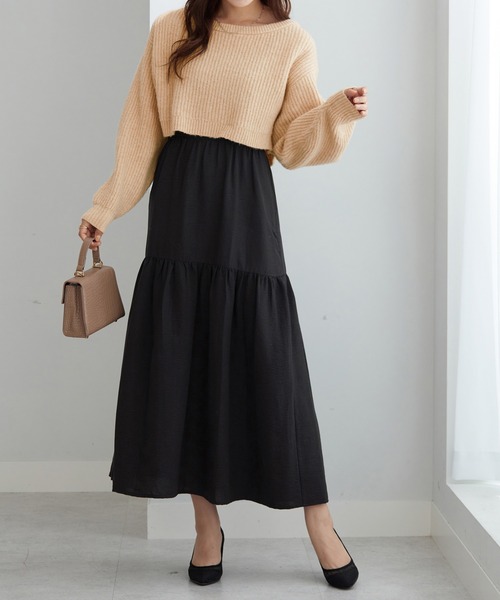 ２点セット　ニットトップス＋キャミワンピ