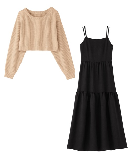 ２点セット　ニットトップス＋キャミワンピ
