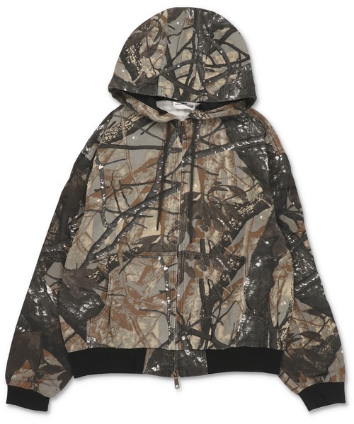 短丈ダブルジップアクティブジャケット/カモフラージュ/リアルツリー