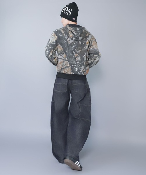 短丈ダブルジップアクティブジャケット/カモフラージュ/リアルツリー