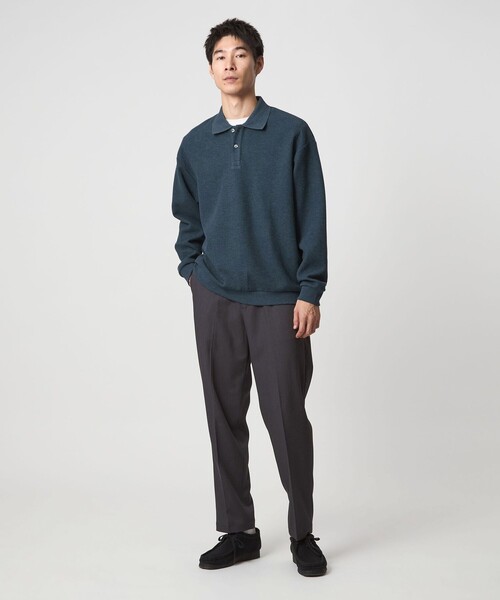 green label relaxing（グリーンレーベルリラクシング）の「ワッフル 長袖 ポロシャツ カットソー（Tシャツ/カットソー・メンズ・ライトグレー/ターコイズブルー系/ダークグレー・M/XL/S/L）」の5枚目の写真