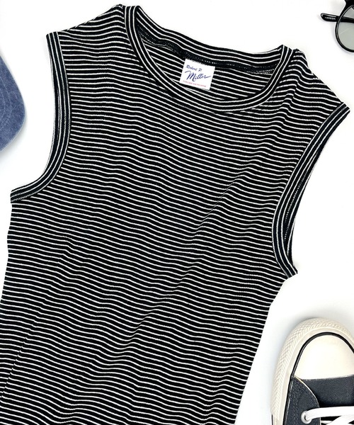 MILLER（ミラー）の「【Robert P. Miller】ロバート・ピー・ミラー パネルリブ コットン タンクトップ 848C（タンクトップ・レディース・ブラック×ホワイト/ミント/ブルー系その他/ブラック/グレー系その他/イエロー系その他/スモークピンク/ホワイト・FREE）」の3枚目の写真