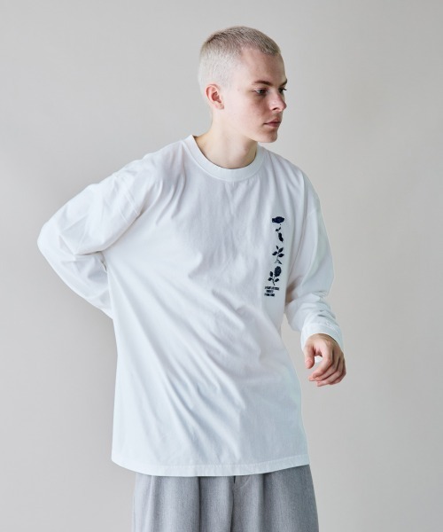 rehacer（レアセル）の「rehacer : Flower Cycle Vintage L/ST-Shirt  / フラワーサイクルヴィンテージ ロングスリーブ T shirt（Tシャツ/カットソー・メンズ・ホワイト/スミクロ/ネイビー・X-LARGE/LARGE/MEDIUM/SMALL）」の4枚目の写真