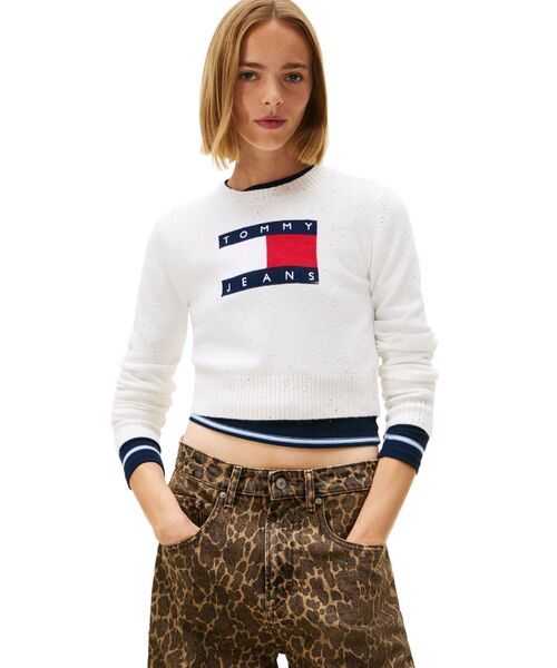 tommy jeans（トミー ジーンズ）の「スパークルフラッグセーター（ニット/セーター・レディース・ホワイト/ブラック/ダークパープル・SMALL/X-SMALL/MEDIUM）」の2枚目の写真