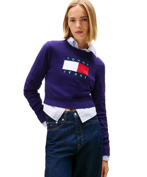 【 JEANS】 トミージーンズ　フラッグニットセーター セール】スパークルフラッグセーター（ニット/セーター）｜TOMMY JEANS