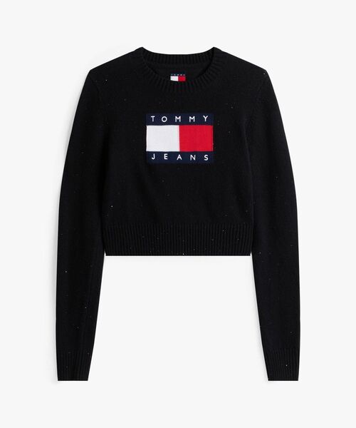 tommy jeans（トミー ジーンズ）の「スパークルフラッグセーター（ニット/セーター・レディース・ホワイト/ブラック/ダークパープル・SMALL/X-SMALL/MEDIUM）」の4枚目の写真