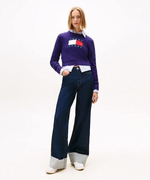 tommy jeans（トミー ジーンズ）の「スパークルフラッグセーター（ニット/セーター・レディース・ホワイト/ブラック/ダークパープル・SMALL/X-SMALL/MEDIUM）」の6枚目の写真