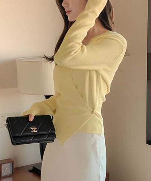 FREE STYLISTS(フリー スタイリスト)の「YUGA_YGMC Cache-coeur knit top(ニット/セーター・レディース・ブラウン/オフホワイト・FREE)」の21枚目の写真