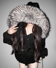 me+em select(�~�[���Z���N�g)�̃t�F�C�N�t�@�[�t�[�f�B�r�b�O�_�E���W���P�b�g �^ fake fur hoodie big down jacket(�_�E���W���P�b�g/�R�[�g)