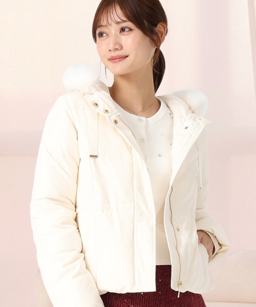 2025秋冬新作 グログランリボンフードショートダウン（ダウン