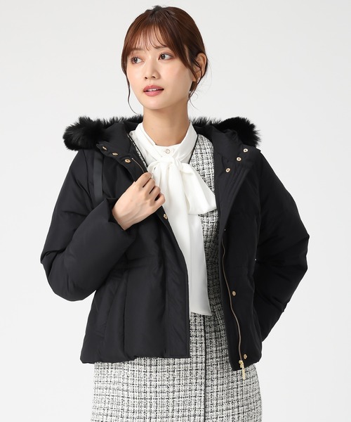 MISCH MASCH（ミッシュマッシュ）の「2025秋冬新作 グログランリボンフードショートダウン（ダウンジャケット/コート・レディース・ブラック/ピンク/アイボリー・S/M）」の7枚目の写真