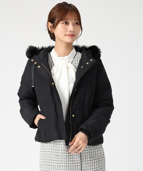 MISCH MASCH（ミッシュマッシュ）の「2025秋冬新作 グログランリボンフードショートダウン（ダウンジャケット/コート・レディース・ブラック/ピンク/アイボリー・S/M）」の8枚目の写真