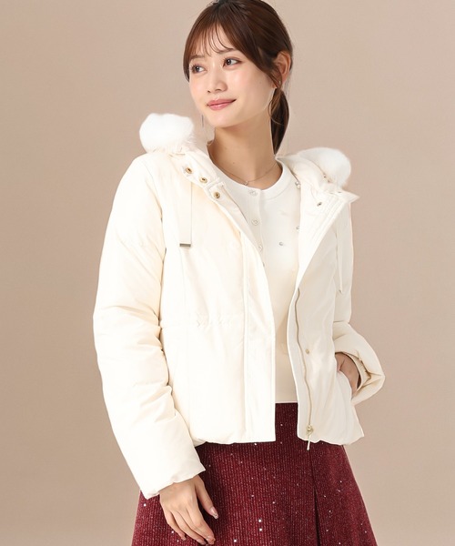 2025秋冬新作 グログランリボンフードショートダウン（ダウン