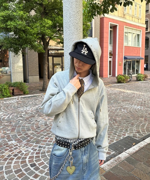 STUDS DESIGN THERMAL ZIP HOODIE／スタッズデザインサーマル
