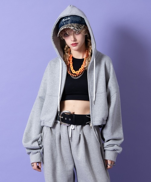 a.p.o.v.(エーピーオービー)の「a.p.o.v. ダブルジップアップスウェットオーバーサイズクロップドパーカー(パーカー・メンズ・ブラック/グレー/オレンジ/アッシュグレー/ブルー・ONESIZE)」の3枚目の写真