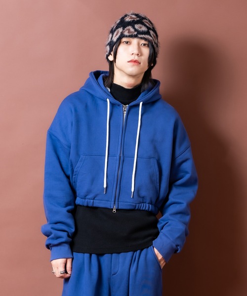 a.p.o.v.(エーピーオービー)の「a.p.o.v. ダブルジップアップスウェットオーバーサイズクロップドパーカー(パーカー・メンズ・ブラック/グレー/オレンジ/アッシュグレー/ブルー・ONESIZE)」の4枚目の写真