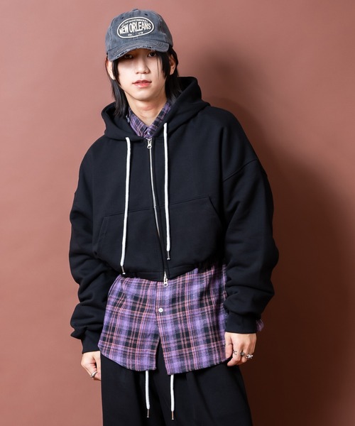 a.p.o.v.(エーピーオービー)の「a.p.o.v. ダブルジップアップスウェットオーバーサイズクロップドパーカー(パーカー・メンズ・ブラック/グレー/オレンジ/アッシュグレー/ブルー・ONESIZE)」の10枚目の写真
