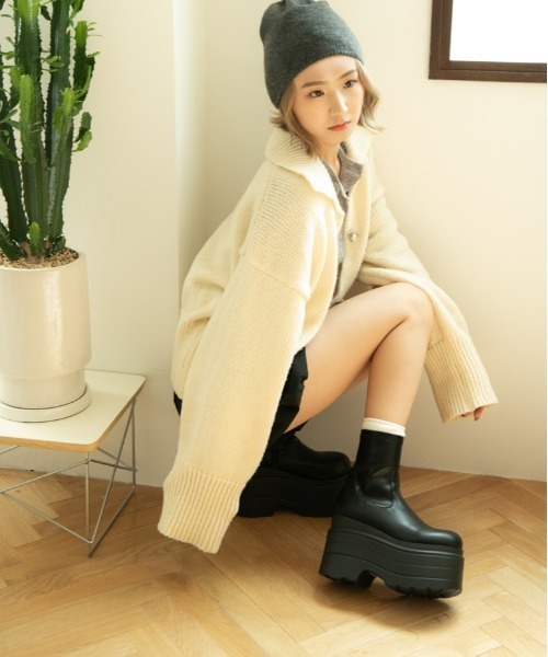 R&E】ボリュームソールストレッチショートブーツ（ブーツ）｜R&E