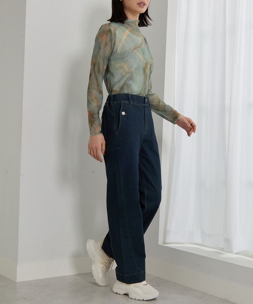 BELLUNA PLUS(ベルーナ)の「裾切替デザインワイドストレートデニム63(その他パンツ・レディース・ケミカルウォッシュ/インディゴブルー・SMALL/X-LARGE/MEDIUM/LARGE)」の8枚目の写真