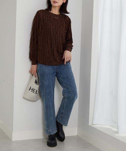 BELLUNA PLUS(ベルーナ)の「裾切替デザインワイドストレートデニム63(その他パンツ・レディース・ケミカルウォッシュ/インディゴブルー・SMALL/X-LARGE/MEDIUM/LARGE)」の13枚目の写真