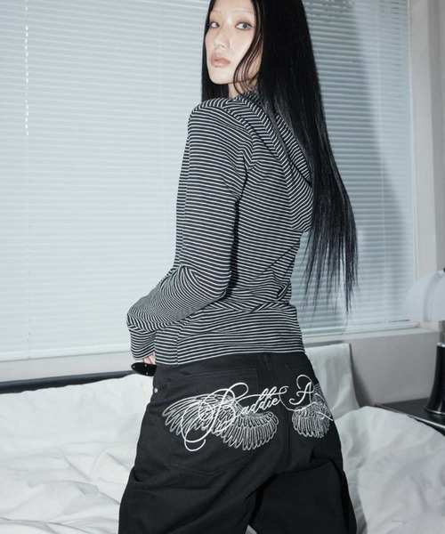 NIIER NOR(ニアノア)の「A'GEM/9 × .kom 『NIIER NOR/ニアノア』 BADDIE ANGEL PANTS/バディーエンジェル パンツ(その他パンツ・レディース・ブラック/インディゴブルー・S)」の9枚目の写真