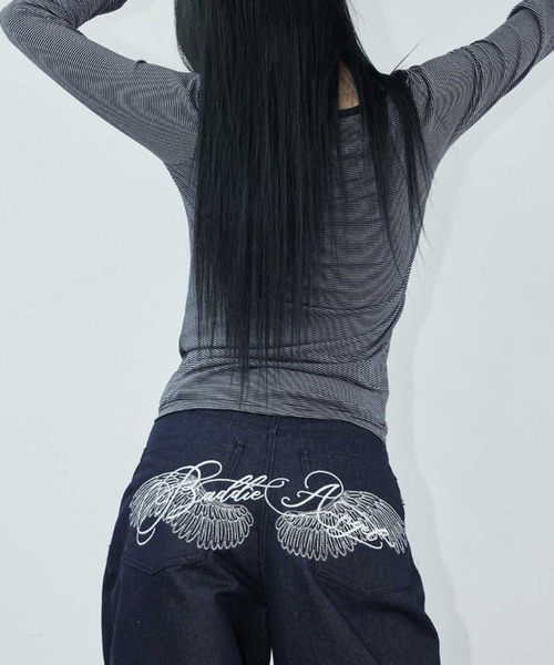 NIIER NOR(ニアノア)の「A'GEM/9 × .kom 『NIIER NOR/ニアノア』 BADDIE ANGEL PANTS/バディーエンジェル パンツ(その他パンツ・レディース・ブラック/インディゴブルー・S)」の4枚目の写真