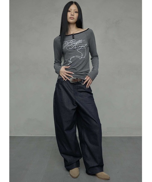 NIIER NOR(ニアノア)の「A'GEM/9 × .kom 『NIIER NOR/ニアノア』 BADDIE ANGEL PANTS/バディーエンジェル パンツ(その他パンツ・レディース・ブラック/インディゴブルー・S)」の5枚目の写真