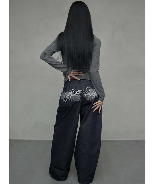 NIIER NOR(ニアノア)の「A'GEM/9 × .kom 『NIIER NOR/ニアノア』 BADDIE ANGEL PANTS/バディーエンジェル パンツ(その他パンツ・レディース・ブラック/インディゴブルー・S)」の8枚目の写真