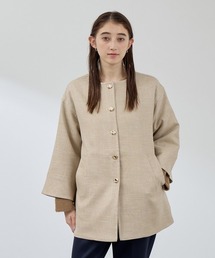 千鳥格子」に該当するレディースのノーカラーコートファッション通販