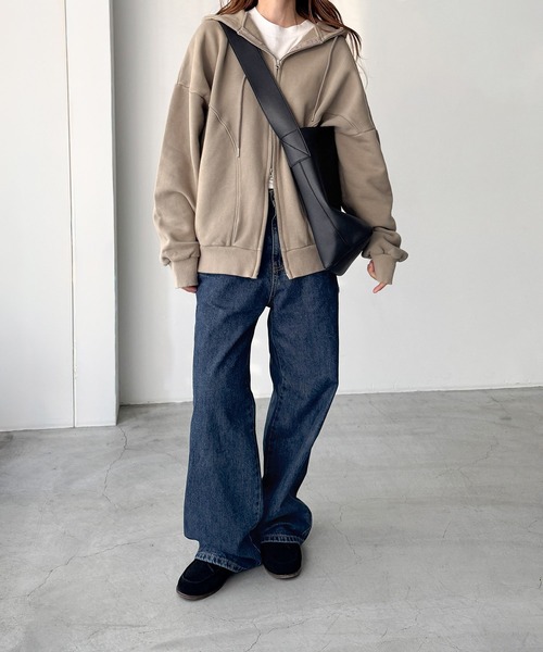 CANAL JEAN(キャナルジーン)の「choice_cnl ウォッシングスウェットパーカー(パーカー・レディース・カーキ/チャコールグレー・ONE SIZE)」の8枚目の写真