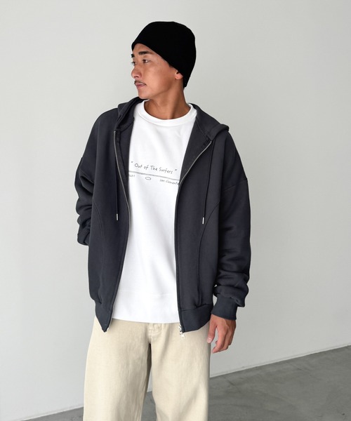 CANAL JEAN(キャナルジーン)の「choice_cnl ウォッシングスウェットパーカー(パーカー・レディース・カーキ/チャコールグレー・ONE SIZE)」の9枚目の写真