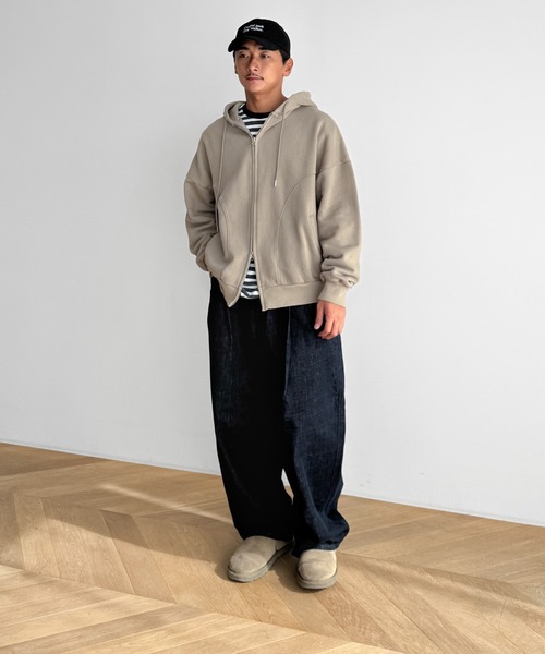 CANAL JEAN(キャナルジーン)の「choice_cnl ウォッシングスウェットパーカー(パーカー・レディース・カーキ/チャコールグレー・ONE SIZE)」の11枚目の写真