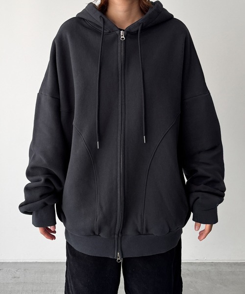 CANAL JEAN(キャナルジーン)の「choice_cnl ウォッシングスウェットパーカー(パーカー・レディース・カーキ/チャコールグレー・ONE SIZE)」の12枚目の写真