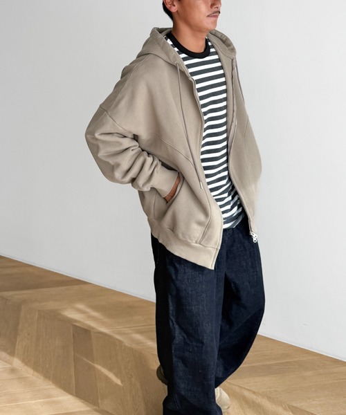 CANAL JEAN(キャナルジーン)の「choice_cnl ウォッシングスウェットパーカー(パーカー・レディース・カーキ/チャコールグレー・ONE SIZE)」の18枚目の写真