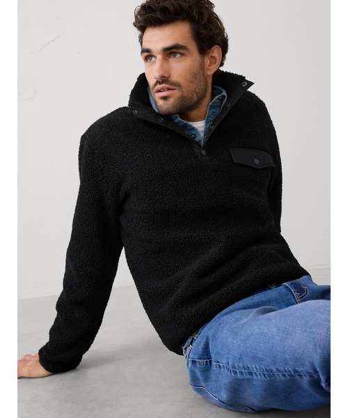 BANANA REPUBLIC FACTORY STORE(バナナリパブリック ファクトリーストア)の「BANANA REPUBLIC FACTORY STORE シェルパ クォータースナップ プルオーバー(スウェット・メンズ・ブラック/グリーン・S/M/L/XL)」の2枚目の写真