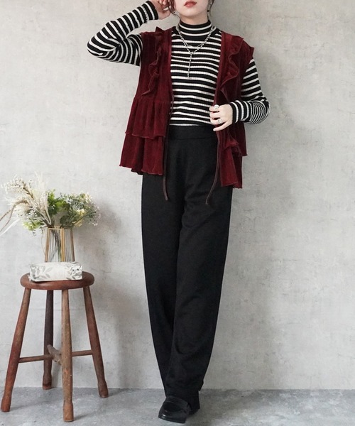 SELECT LEVERY(セレクトリベリー)の「前リボンベロアフリルベスト(ベスト・レディース・ブラウン/ボルドー/ブラック・MEDIUM)」の14枚目の写真