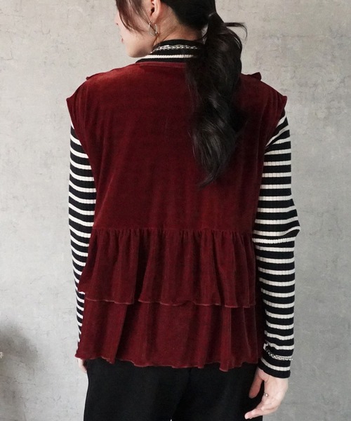 SELECT LEVERY(セレクトリベリー)の「前リボンベロアフリルベスト(ベスト・レディース・ブラウン/ボルドー/ブラック・MEDIUM)」の17枚目の写真