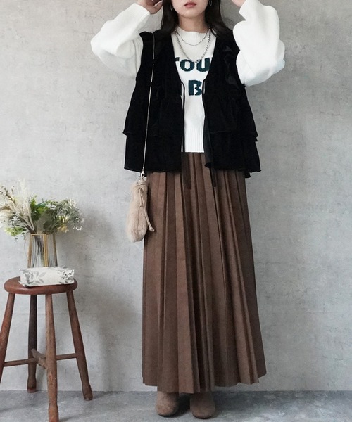 SELECT LEVERY(セレクトリベリー)の「前リボンベロアフリルベスト(ベスト・レディース・ブラウン/ボルドー/ブラック・MEDIUM)」の20枚目の写真
