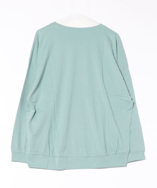 RCD(アールシーディー)の「ゆったりロングスリーブカットソー(Tシャツ/カットソー・レディース・杢グレー/オフホワイト/チャコールグレー/ミント/ブラック・M-L/LL~3L/4L~5L)」の6枚目の写真
