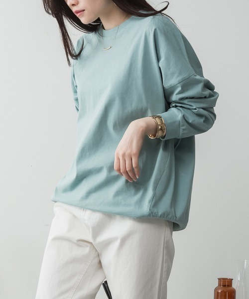 RCD(アールシーディー)の「ゆったりロングスリーブカットソー(Tシャツ/カットソー・レディース・杢グレー/オフホワイト/チャコールグレー/ミント/ブラック・M-L/LL~3L/4L~5L)」の19枚目の写真