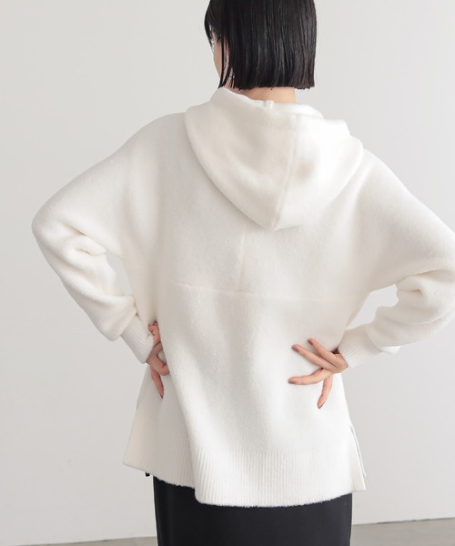 for/c（フォーシー）の「[セットアップ対応]フェザーニットパーカー【サスティナブル】（ニット/セーター・レディース・ピンク/ライトグレー/オフホワイト・M/L）」の14枚目の写真