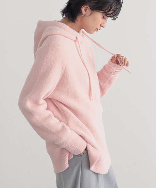 for/c（フォーシー）の「[セットアップ対応]フェザーニットパーカー【サスティナブル】（ニット/セーター・レディース・ピンク/ライトグレー/オフホワイト・M/L）」の22枚目の写真