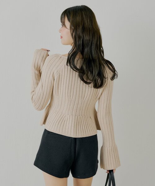 Chico（チコ）の「【SALON by Chico】金釦ペプラム柄編みニット（ニット/セーター・レディース・ベージュ/アイボリー/ブラック/レッド・FREE）」の22枚目の写真