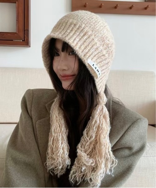 Burner（バーナー）の「【CHI SELECT】ロングタッセル付きニットキャップ　chi-bosi-22-21（ニットキャップ/ビーニー・レディース・グレー/ブラック/ベージュ/レッド系その他/パープル系その他2/パープル系その他・FREE）」の3枚目の写真