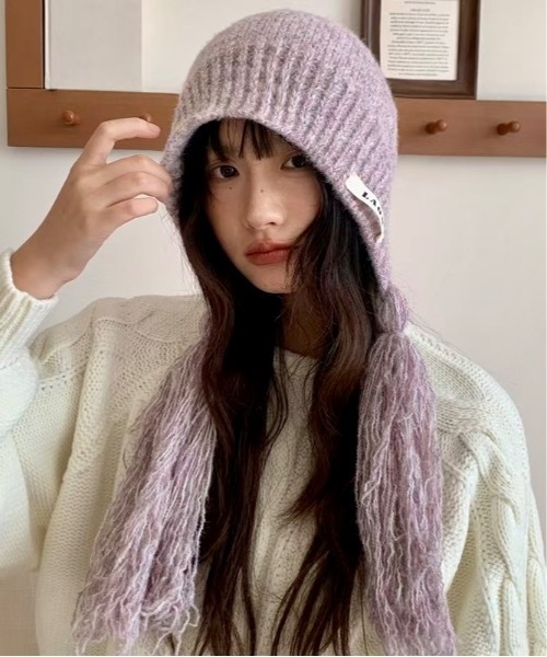 Burner（バーナー）の「【CHI SELECT】ロングタッセル付きニットキャップ　chi-bosi-22-21（ニットキャップ/ビーニー・レディース・グレー/ブラック/ベージュ/レッド系その他/パープル系その他2/パープル系その他・FREE）」の5枚目の写真